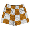 Checkerboard 5 Inches Orange Burnt and White Rugby Shorts Made In USA by Tribe Lacrosse