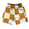 Checkerboard 5 Inches Orange Burnt and White Soccer Shorts Made In USA by Tribe Lacrosse