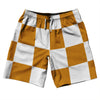 Checkerboard 5 Inches Orange Burnt and White 10" Swim Shorts Made in USA by Tribe Lacrosse