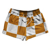 Checkerboard 5 Inches Orange Burnt and White 2.5" Swim Shorts Made in USA by Tribe Lacrosse