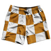 Checkerboard 5 Inches Orange Burnt and White Swim Shorts 7" Made in USA by Tribe Lacrosse