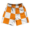 Checkerboard 5 Inches Orange Tennessee and White Athletic Running Fitness Exercise Shorts 7" Inseam Shorts Made In USA by Tribe Lacrosse