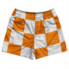 Checkerboard 5 Inches Orange Tennessee and White Rugby Shorts Made In USA by Tribe Lacrosse