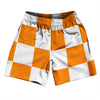 Checkerboard 5 Inches Orange Tennessee and White Soccer Shorts Made In USA by Tribe Lacrosse