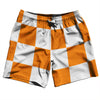Checkerboard 5 Inches Orange Tennessee and White Swim Shorts 7" Made in USA by Tribe Lacrosse