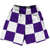 Checkerboard 5 Inches Purple Lakers and White Basketball Practice Shorts Made In USA by Tribe Lacrosse