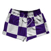 Checkerboard 5 Inches Purple Lakers and White 2.5" Swim Shorts Made in USA by Tribe Lacrosse