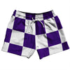 Checkerboard 5 Inches Purple Lakers and White 5" Swim Shorts Made in USA by Tribe Lacrosse