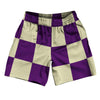 Checkerboard 5 Inches Purple Medium and Vegas Gold Athletic Running Fitness Exercise Shorts 7" Inseam Shorts Made In USA by Tribe Lacrosse
