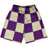 Checkerboard 5 Inches Purple Medium and Vegas Gold Basketball Practice Shorts Made In USA by Tribe Lacrosse