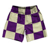 Checkerboard 5 Inches Purple Medium and Vegas Gold Soccer Shorts Made In USA by Tribe Lacrosse