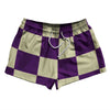 Checkerboard 5 Inches Purple Medium and Vegas Gold 2.5" Swim Shorts Made in USA by Tribe Lacrosse