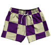 Checkerboard 5 Inches Purple Medium and Vegas Gold 5" Swim Shorts Made in USA by Tribe Lacrosse