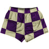 Checkerboard 5 Inches Purple Medium and Vegas Gold Womens & Girls Sport Shorts End Made In USA by Tribe Lacrosse