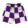Checkerboard 5 Inches Purple Medium and White Athletic Running Fitness Exercise Shorts 7" Inseam Shorts Made In USA by Tribe Lacrosse