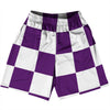 Checkerboard 5 Inches Purple Medium and White Basketball Practice Shorts Made In USA by Tribe Lacrosse