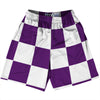 Checkerboard 5 Inches Purple Medium and White Lacrosse Shorts Made In USA by Tribe Lacrosse
