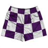 Checkerboard 5 Inches Purple Medium and White Rugby Shorts Made In USA by Tribe Lacrosse