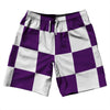 Checkerboard 5 Inches Purple Medium and White 10" Swim Shorts Made in USA by Tribe Lacrosse