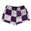 Checkerboard 5 Inches Purple Medium and White 2.5" Swim Shorts Made in USA by Tribe Lacrosse