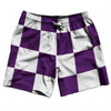 Checkerboard 5 Inches Purple Medium and White Swim Shorts 7" Made in USA by Tribe Lacrosse