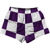 Checkerboard 5 Inches Purple Medium and White Womens & Girls Sport Shorts End Made In USA by Tribe Lacrosse