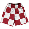 Checkerboard 5 Inches Red Cardinal and White Basketball Practice Shorts Made In USA by Tribe Lacrosse