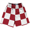 Checkerboard 5 Inches Red Cardinal and White Lacrosse Shorts Made In USA by Tribe Lacrosse