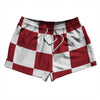 Checkerboard 5 Inches Red Cardinal and White 2.5" Swim Shorts Made in USA by Tribe Lacrosse