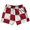 Checkerboard 5 Inches Red Cardinal and White 5" Swim Shorts Made in USA by Tribe Lacrosse