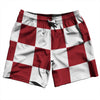 Checkerboard 5 Inches Red Cardinal and White Swim Shorts 7" Made in USA by Tribe Lacrosse