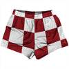 Checkerboard 5 Inches Red Cardinal and White Womens & Girls Sport Shorts End Made In USA by Tribe Lacrosse