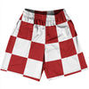 Checkerboard 5 Inches Red Dark and White Basketball Practice Shorts Made In USA by Tribe Lacrosse