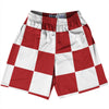 Checkerboard 5 Inches Red Dark and White Lacrosse Shorts Made In USA by Tribe Lacrosse