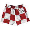 Checkerboard 5 Inches Red Dark and White 5" Swim Shorts Made in USA by Tribe Lacrosse