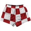 Checkerboard 5 Inches Red Dark and White Womens & Girls Sport Shorts End Made In USA by Tribe Lacrosse