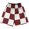 Checkerboard 5 Inches Red Maroon and White Basketball Practice Shorts Made In USA by Tribe Lacrosse