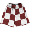 Checkerboard 5 Inches Red Maroon and White Lacrosse Shorts Made In USA by Tribe Lacrosse