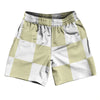 Checkerboard 5 Inches Vegas Gold and White Athletic Running Fitness Exercise Shorts 7" Inseam Shorts Made In USA by Tribe Lacrosse