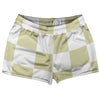 Checkerboard 5 Inches Vegas Gold and White Shorty Short Gym Shorts 2.5" Inseam Made In USA by Tribe Lacrosse