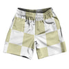 Checkerboard 5 Inches Vegas Gold and White Soccer Shorts Made In USA by Tribe Lacrosse