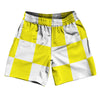 Checkerboard 5 Inches Yellow Bright and White Athletic Running Fitness Exercise Shorts 7" Inseam Shorts Made In USA by Tribe Lacrosse