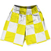 Checkerboard 5 Inches Yellow Bright and White Basketball Practice Shorts Made In USA by Tribe Lacrosse