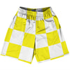Checkerboard 5 Inches Yellow Bright and White Lacrosse Shorts Made In USA by Tribe Lacrosse