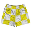 Checkerboard 5 Inches Yellow Bright and White Rugby Shorts Made In USA by Tribe Lacrosse