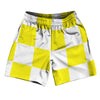 Checkerboard 5 Inches Yellow Bright and White Soccer Shorts Made In USA by Tribe Lacrosse
