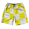 Checkerboard 5 Inches Yellow Bright and White 10" Swim Shorts Made in USA by Tribe Lacrosse