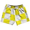 Checkerboard 5 Inches Yellow Bright and White 5" Swim Shorts Made in USA by Tribe Lacrosse