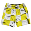 Checkerboard 5 Inches Yellow Bright and White Swim Shorts 7" Made in USA by Tribe Lacrosse