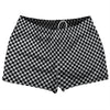 Checkerboard Half Inch Black and Grey Medium Shorty Short Gym Shorts 2.5" Inseam Made In USA by Tribe Lacrosse